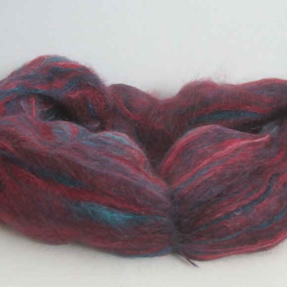 Vtg Dyed In The Wool Hand Painted Mohair Yarn Maroon Teal 18 Oz 1100 Yds Hank - Picture 7 of 9
